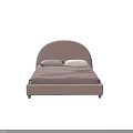 Modern Pink Double Bed with Arched Headboard Purple Mattress and White Pillows