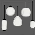 Modern White Pendant Lights With Fabric Shades Hanging In Grey Wall Background