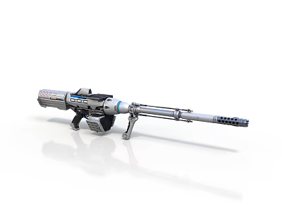 Futuristic Tactical Weapon Featuring Long Barrel Metallic Design Advanced Grip And Sleek Structure 3d model