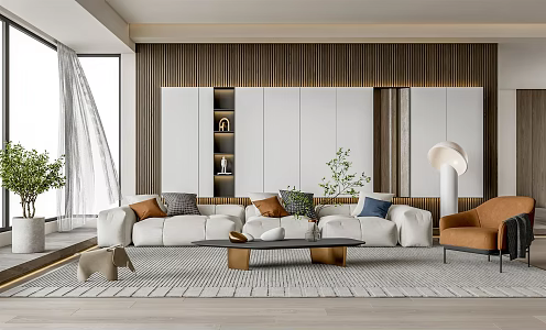 Modern Living Room Living Room Sofa Coffee Table Combination 3d model
