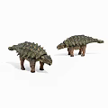 Two Green Armored Dinosaur Toy Models Standing In White Background 3d model