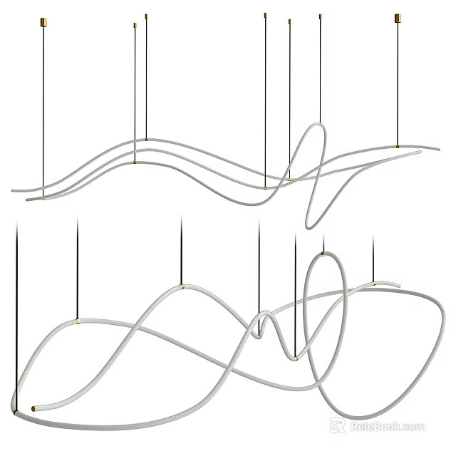 Modern Minimalist Chandelier With Elegant Curved Lines For Home Interior 3d model 