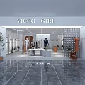 VICCO GIRL Clothing Store White Interior With Mannequins Clothing Racks And Plants