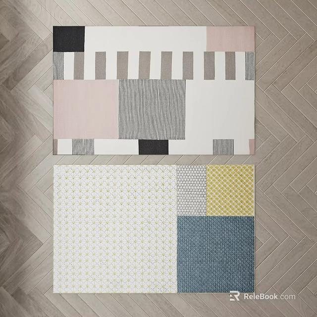 Square Rugs With Geometric Patterns And Colorful Design For Modern Interiors 3d model
