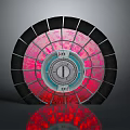 Tech Circular Component With Black Frame Pink Red Interior And White Center