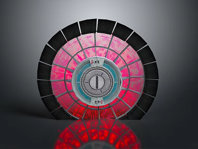 Tech Circular Component With Black Frame Pink Red Interior And White Center 3d model