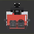 Red And White Block Model Fire Truck With Blue Emergency Lights And Ladder