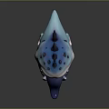 Cute Cartoon Blue Monster Character With Spiked Back Large Tongue And Sharp Teeth
