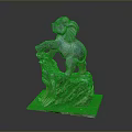 Intricate Stone Sculpture Of Standing Animal Figure With Textured Base And Carved Details