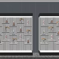 Toy Collectibles Store Featuring Two Glass Display Cases With Multiple Shelves And Diverse Figures