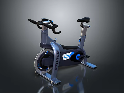 Modern Stationary Bike For Home Fitness With Ergonomic Design And Blue Accents 3d model
