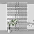 Modern Glass Brick Glass Brick Partition Green Plant Ornaments 3d model