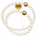 Hanging Chandelier With White Spherical Beads And Gold Multi Layer Design 3d model