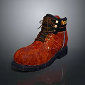 Rust Colored Fox Leather Safety Work Boots With Brown Laces And Black Sole