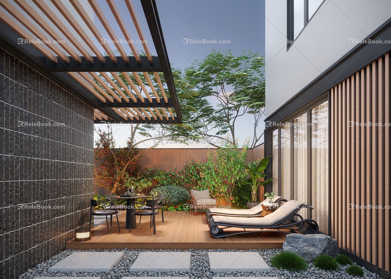 Courtyard Home Courtyard Villa Courtyard Courtyard Landscape Leisure Courtyard Garden Lounger Landscape Plants 3d model