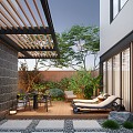 Courtyard Home Courtyard Villa Courtyard Courtyard Landscape Leisure Courtyard Garden Lounger Landscape Plants 3d model