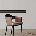 Modern Dining Chair With Black Frame Brown Backrest And Light Gray Upholstered Seat Cushion