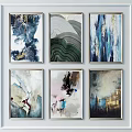 Colorful Abstract Paintings With Framed Wall Decor And Textured Blue Green Gold Artwork