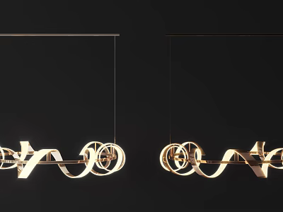 Modern Elegant Chandelier With Spiral Circular Design And Curved Metal Structure 3d model