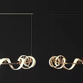Modern Elegant Chandelier With Spiral Circular Design And Curved Metal Structure