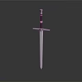 Classic Medieval Sword With Shiny Metal Blade Decorative Black Hilt And Crossguard