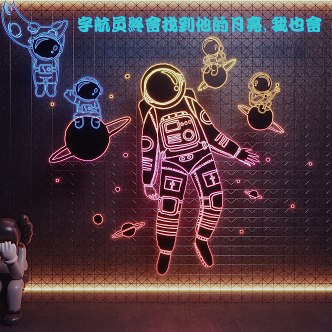 Modern Neon Astronaut Neon 3d model