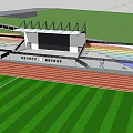 Outdoor Garden Landscape With Running Track Spectator Stands Rainbow And Sports Icons