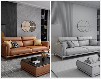 modern double sofa 3d model