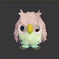 Cute Paper Craft Owl 3D Model With Big Eyes Yellow Beak And Black Claws
