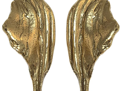 Elegant Golden Textured Decorative Handles With Curved Design For Home Decor 3d model