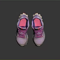 Purple and Pink Athletic Shoes with Pink Laces and Textured Rubber Sole Sporty Design