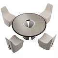 Modern Dining Table Set With Round Top And Upholstered Chairs Design 3d model