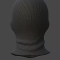 Black Knit Balaclava Hat With Eye And Mouth Holes Design On Gray Background Shadow