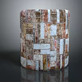 Scenic Outdoor Landscape With Decorative Mosaic Column And Colorful Tile Patterns
