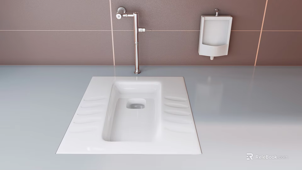 Modern White Ceramic Urinal Design For Contemporary Bathroom Interior With Wall Mounted Fixture 3d model 