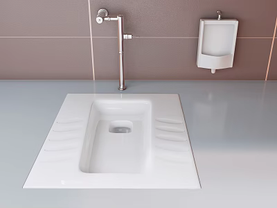 Modern White Ceramic Urinal Design For Contemporary Bathroom Interior With Wall Mounted Fixture 3d model