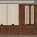 Modern Wardrobe Design With White And Wood Panels Grid Doors And Drawers