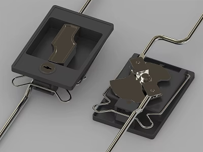 Modern Door Handle Components With Black Base And Silver Metal Rods 3d model