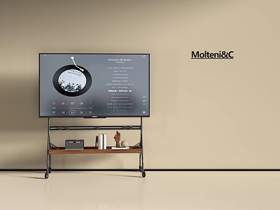 Molteni&C Modern TV Set On Stylish Wooden Stand With Decorative Accessories 3d model