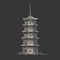 Traditional Chinese Multi Layered Pagoda Architecture With Ornate Eaves And Windows