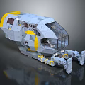 Gray And Yellow Space Exploration Lander With Transparent Cabin And Landing Legs