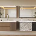 Modern Bathroom Vanity Cabinets With Wooden And Patterned Panels Mirrors Sinks And Faucets