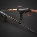 Vintage Military Rifle With Wooden Stock Metal Barrel And Detachable Magazine