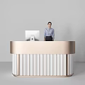 Modern Reception Desk Designs With Marble Top And Wooden Panel Elements 3d model