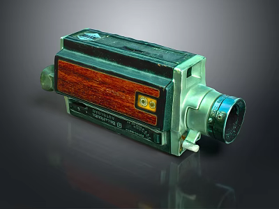 Vintage Retro Computer Device With Wooden Panel Metallic Parts And Classic Design 3d model