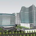 Modern Hotel Building Exterior Featuring Glass Curtain Walls And Water Reflection