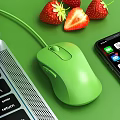 Smartphone Laptop And Green Wireless Mouse Digital Tech Setup On Green Background 3d model