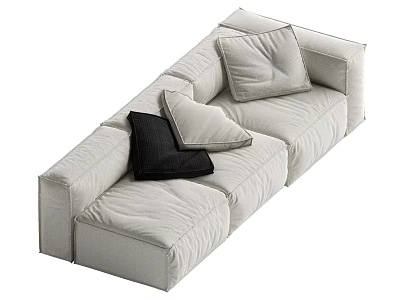 Modern Light Gray Sectional Sofa With Plush Cushions And Modular Design 3d model