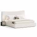 Stylish Soft Upholstered Double Bed With Comfortable Bedding Featuring Two Optional Colors For Modern Bedroom