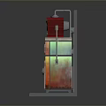 Vintage Miniature Room With Green And Yellow Tiled Wall Retro TV Refrigerator And Stove